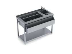 Bar station 100x60x86cm INOX με γούρνα και ρίνσερ